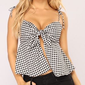 NWOT Fashion Nova Tie Front Babydoll Top